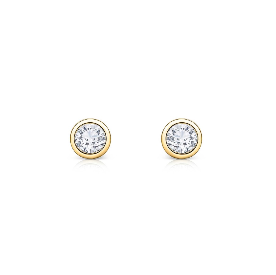 Pendientes Mumit | Pendientes Bezel Stud De Diamantes En Oro Amarillo De 18 Kt