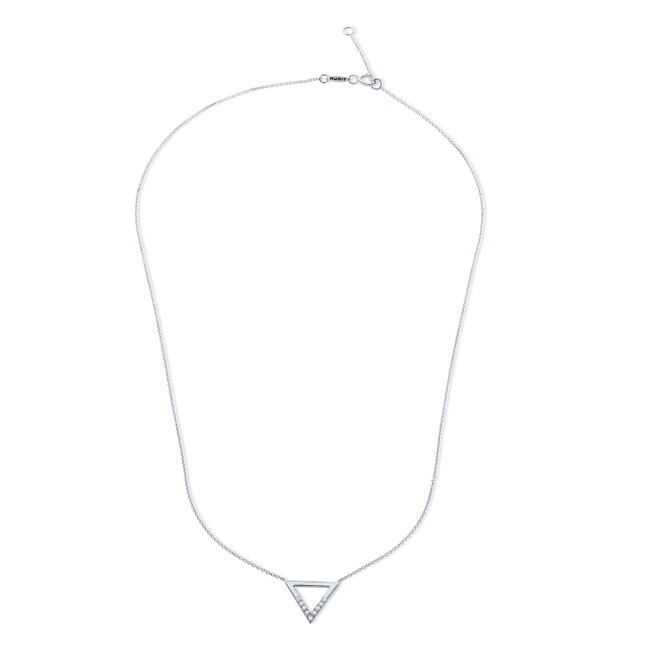 Collares Y Colgantes Mumit | Gargantilla Triangle De Topacios Blancos En Oro Blanco 18 Kt