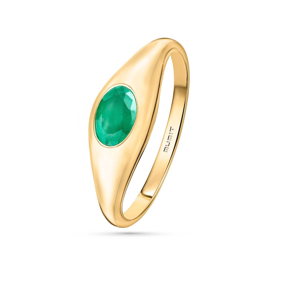 Sortijas Mumit | Sortija Sello Amar De Esmeralda Oval En Oro Amarillo De 18 Kt