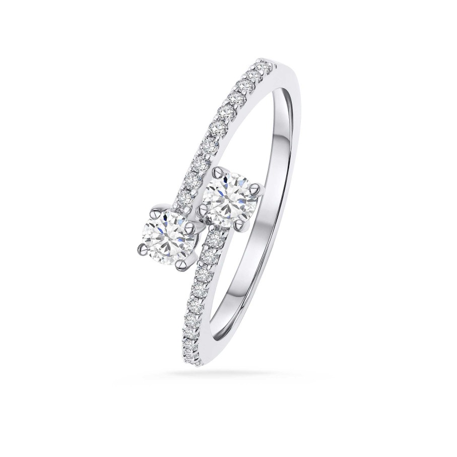 Sortijas Mumit | Sortija Duet De Diamantes En Oro Blanco De 18 Kt