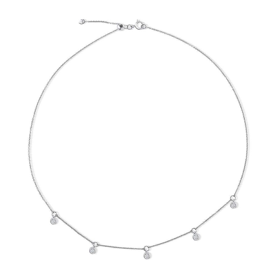 Collares Y Colgantes Mumit | Choker Chatones De Diamantes En Oro Blanco De 18 Kt