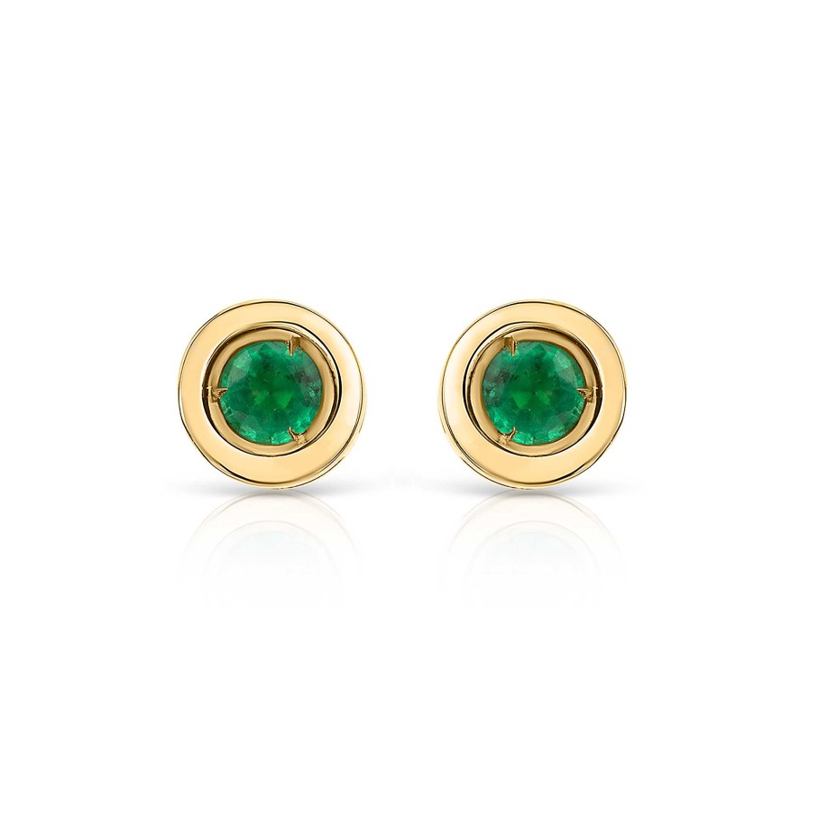 Pendientes Mumit | Pendientes Stud Colors De Esmeralda En Oro Amarillo De 18 Kt