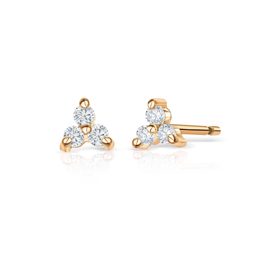 Pendientes Mumit | Pendientes Clover Mini De Diamantes En Oro Amarillo De 18 Kt