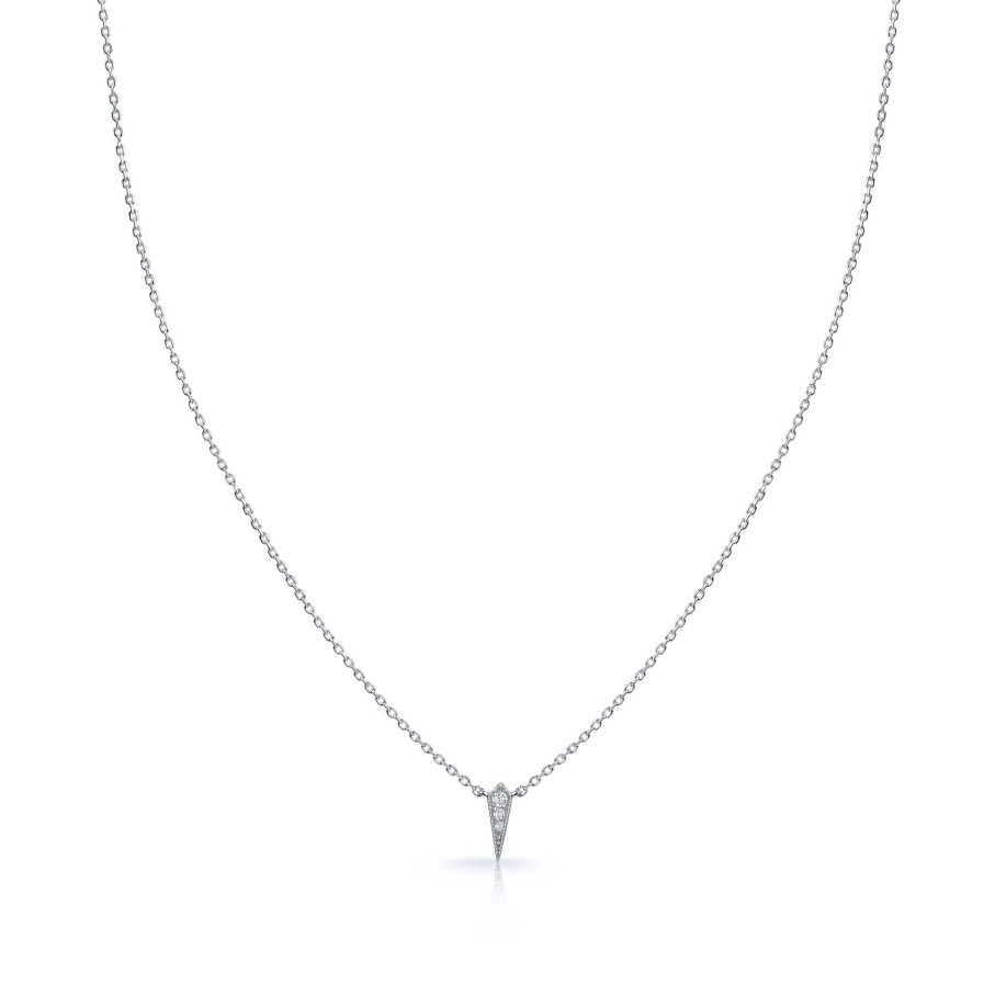 Collares Y Colgantes Mumit | Gargantilla Mithra Single De Diamantes En Oro Blanco De 18 Kt