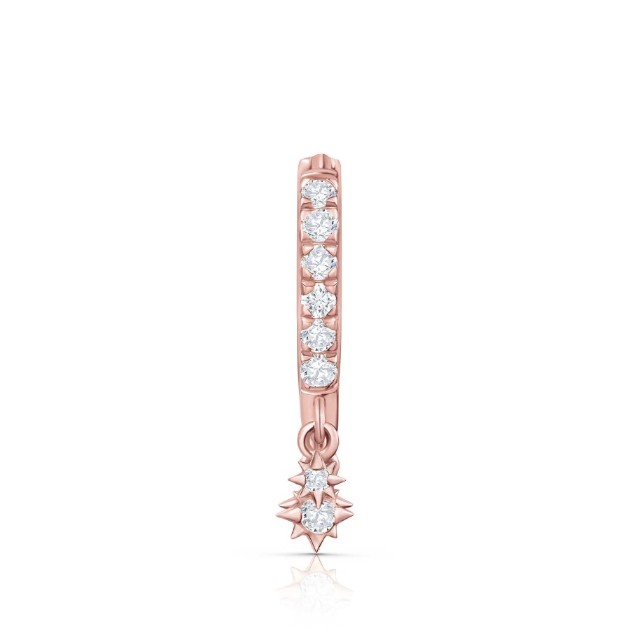 Piercings Mumit | Pendiente Piercing Swing Diamonds En Oro Rosa De 18 Kt