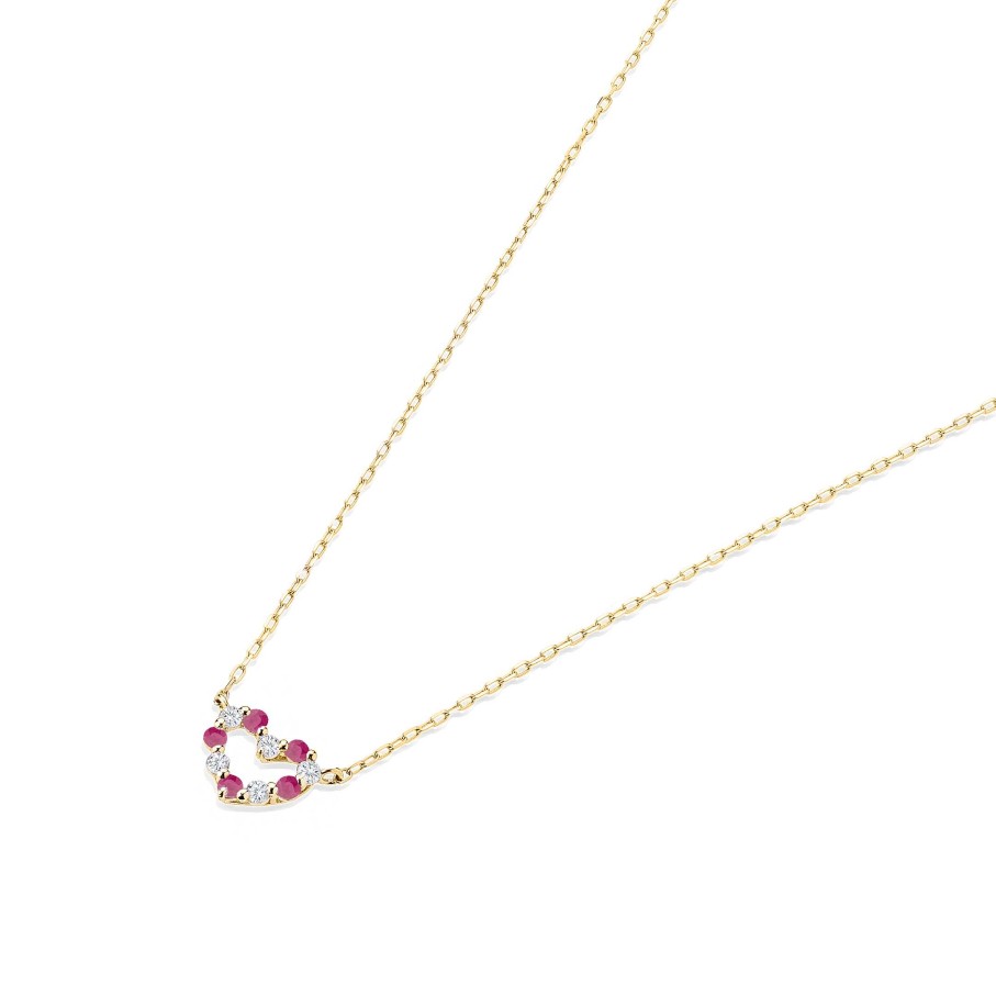 Collares Y Colgantes Mumit | Gargantilla Petite Diamonds Heart Love Edition En Oro Amarillo De 18 Kt