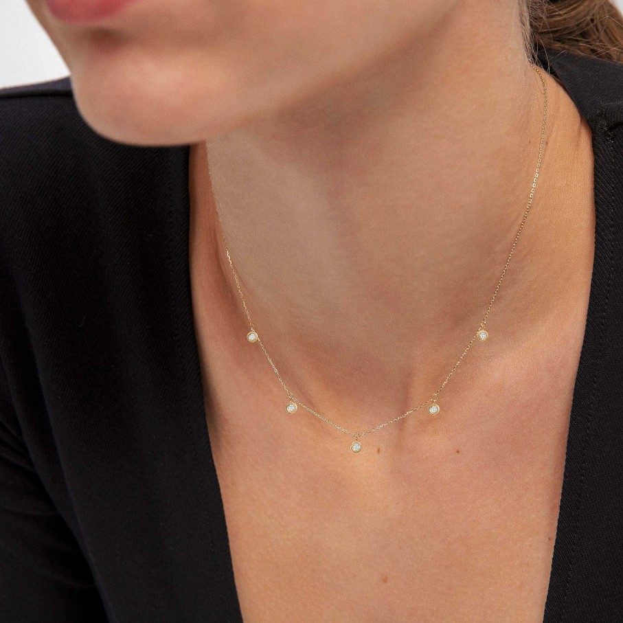 Collares Y Colgantes Mumit | Choker Chatones De Diamantes En Oro Amarillo De 18 Kt