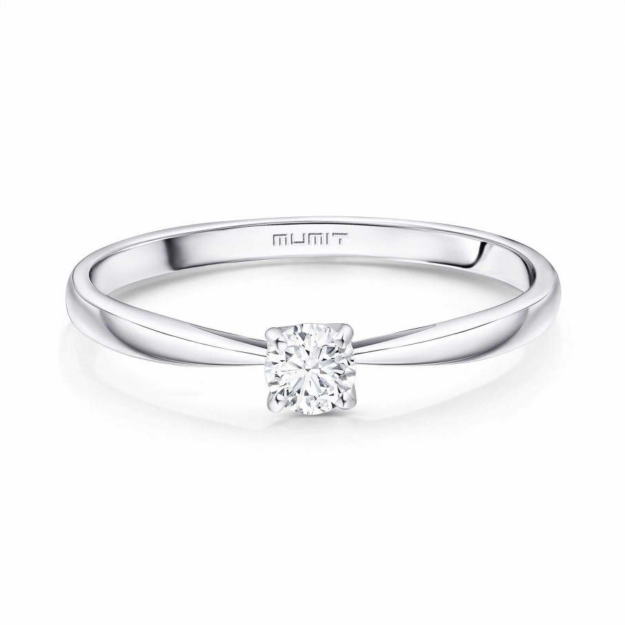 Anillos De Compromiso Mumit | Solitario Always De Diamante 0,20 Cts. En Oro Blanco De 18 Kt