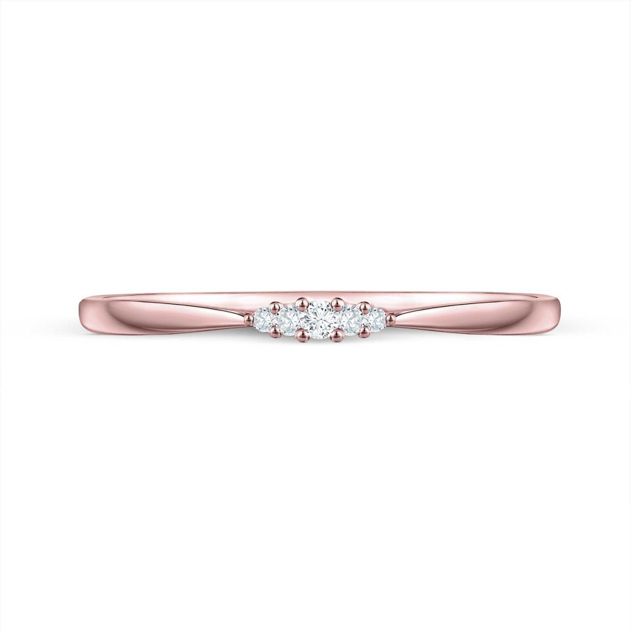 Sortijas Mumit | Sortija Petite Diamonds Wave En Oro Rosa De 18 Kt