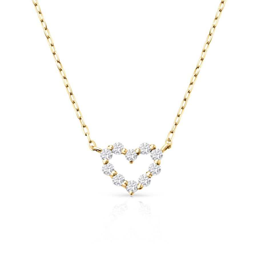 Collares Y Colgantes Mumit | Gargantilla Petite Diamonds Heart En Oro Amarillo De 18 Kt