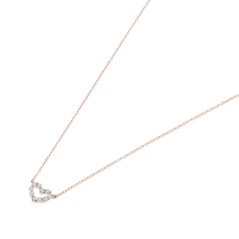 Collares Y Colgantes Mumit | Gargantilla Petite Diamonds Heart En Oro Rosa De 18 Kt