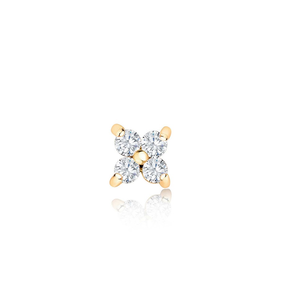 Piercings Mumit | Pendiente Piercing Petite Diamonds Cross Mini En Oro Amarillo De 18 Kt