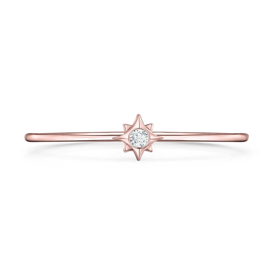 Sortijas Mumit | Sortija Rosa De Los Vientos Petit De Diamante En Oro Rosa De 18 Kt