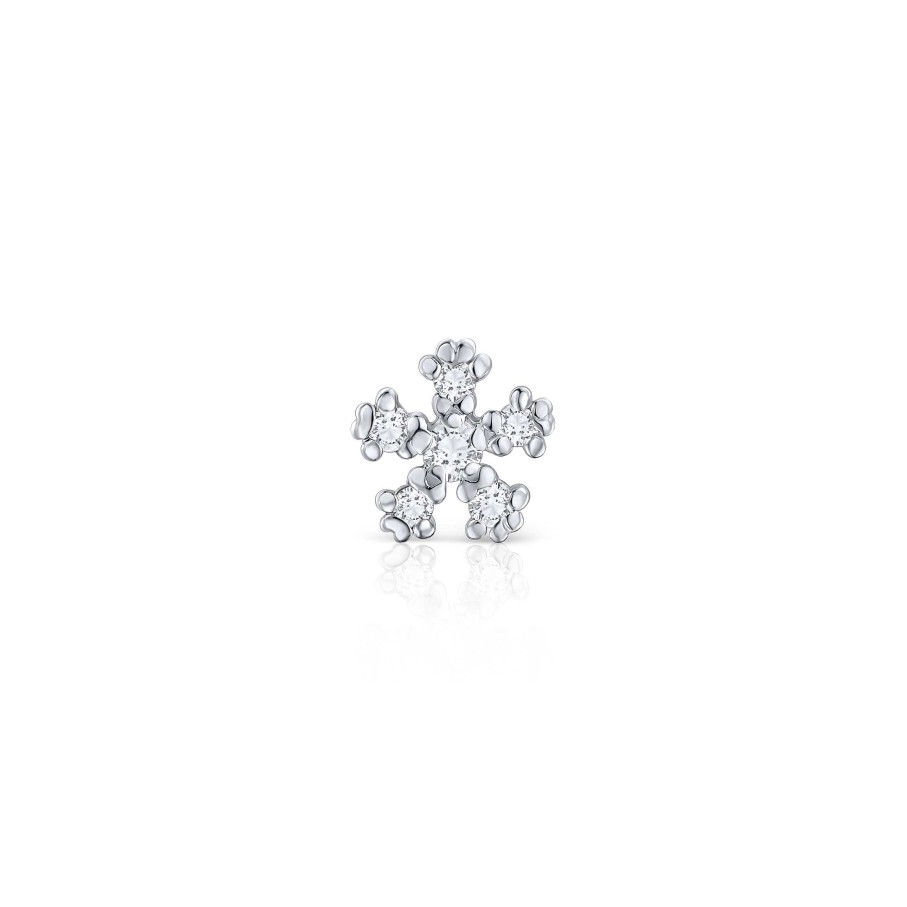 Piercings Mumit | Pendiente Piercing Star Petals De Diamantes En Oro Blanco De 18 Kt