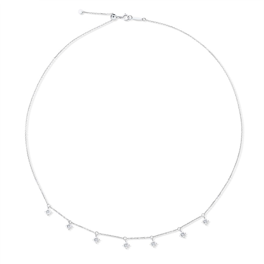 Collares Y Colgantes Mumit | Choker Rosa De Los Vientos De Diamantes En Oro Blanco De 18 Kt