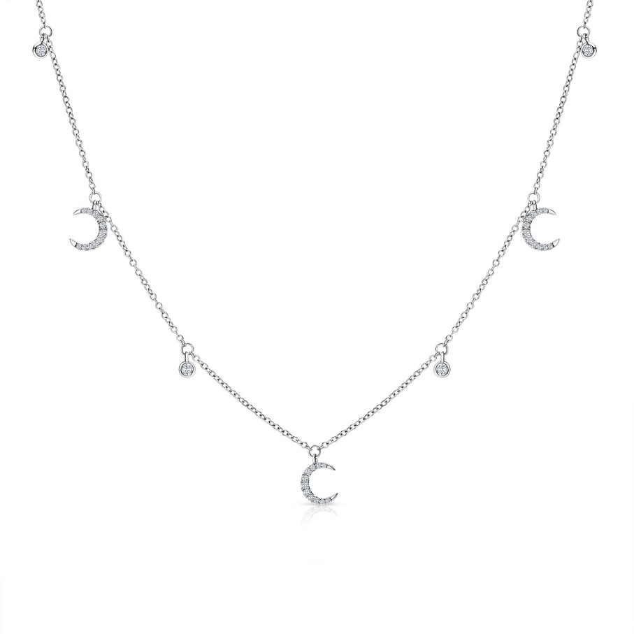 Collares Y Colgantes Mumit | Gargantilla Moon Diamonds En Oro Blanco De 18 Kt