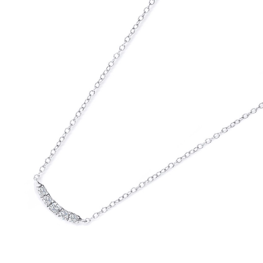 Collares Y Colgantes Mumit | Gargantilla Petite Diamonds Curve En Oro Blanco De 18 Kt