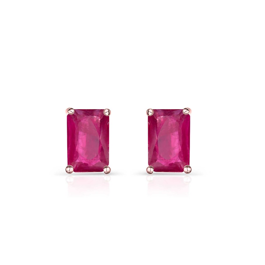 Pendientes Mumit | Pendientes De Rub Baguette En Oro Rosa De 18 Kt