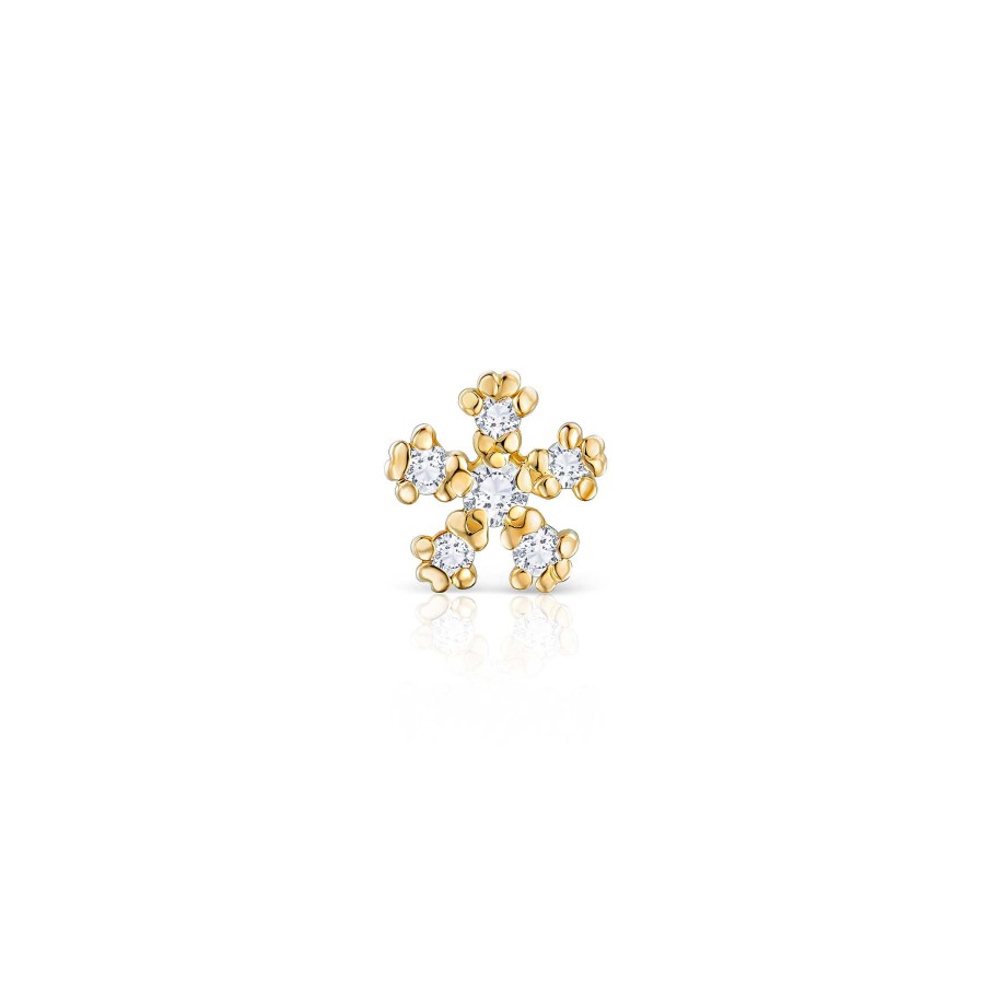 Piercings Mumit | Pendiente Piercing Star Petals De Diamantes En Oro Amarillo De 18 Kt