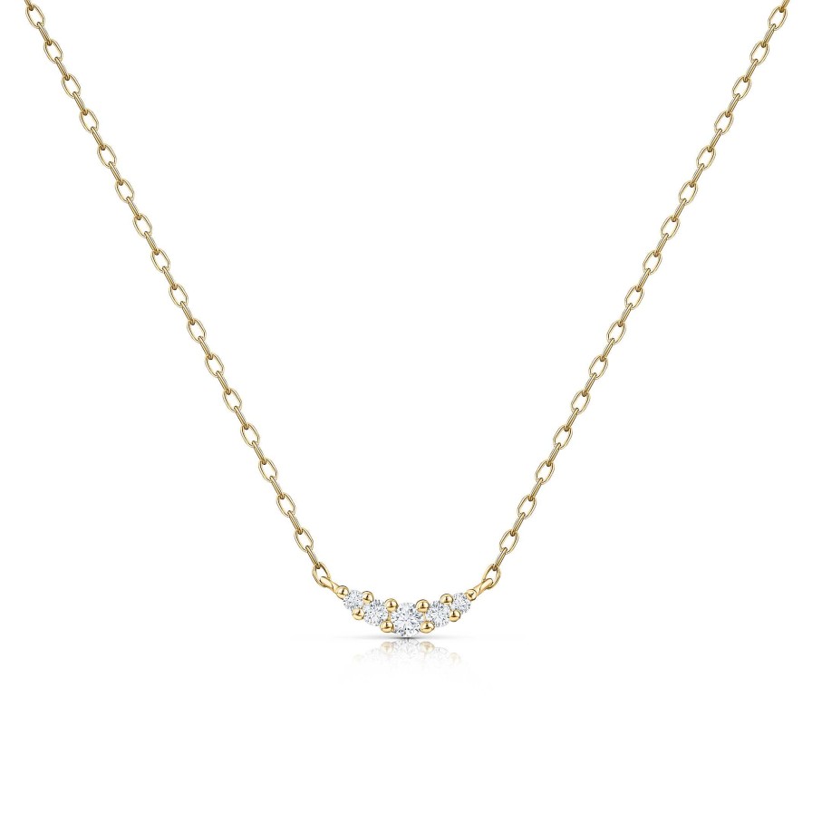 Collares Y Colgantes Mumit | Gargantilla Petite Diamonds Wave En Oro Amarillo De18 Kt