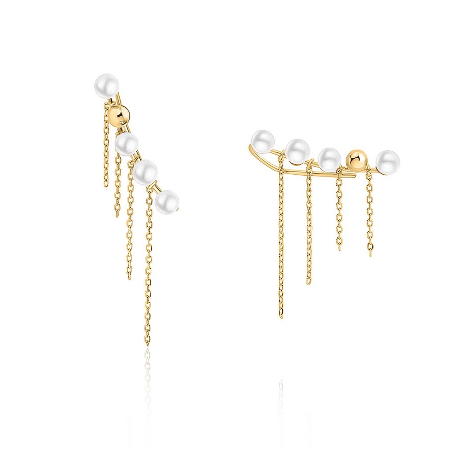 Pendientes Mumit | Pendientes Trepadores Mabi Blet Cadena En Oro Amarillo De 18 Kt