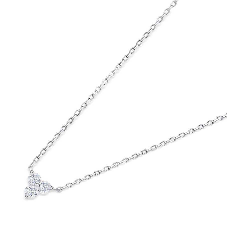 Collares Y Colgantes Mumit | Gargantilla Clover Diamonds Petite En Oro Blanco De 18 Kt