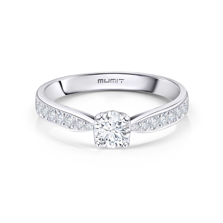 Anillos De Compromiso Mumit | Solitario Always Pav De Diamantes 0,68 Cts. En Oro Blanco De 18 Kt