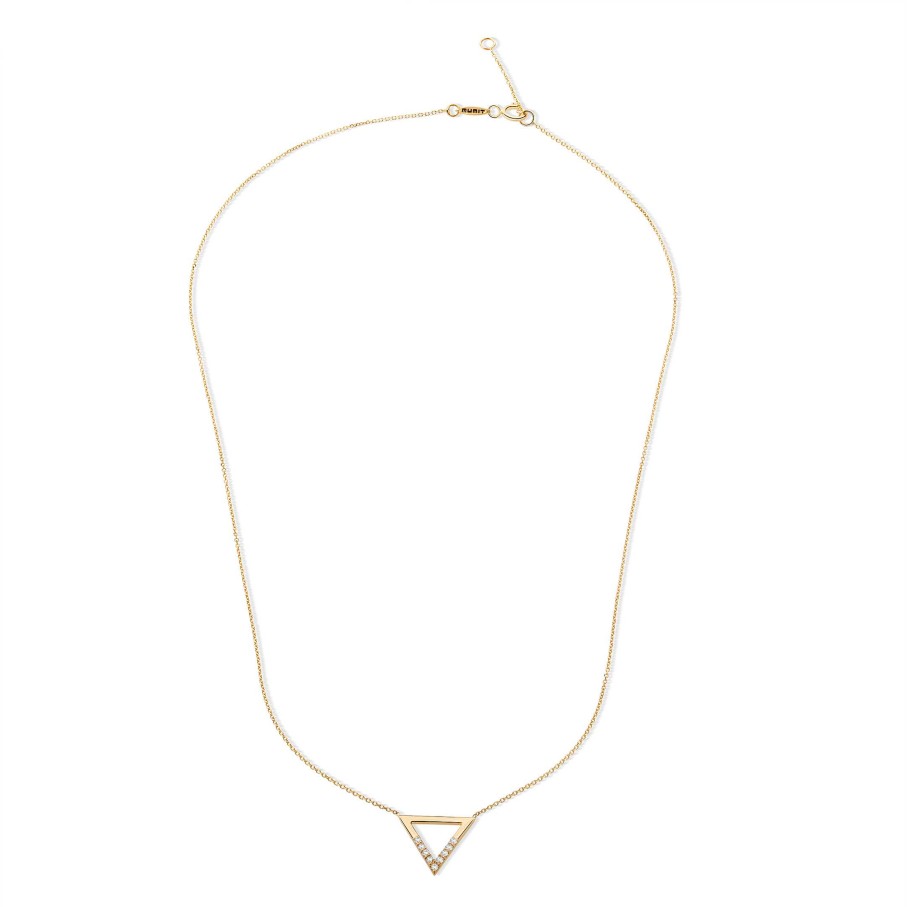 Collares Y Colgantes Mumit | Gargantilla Triangle De Topacios Blancos En Oro Amarillo 18 Kt