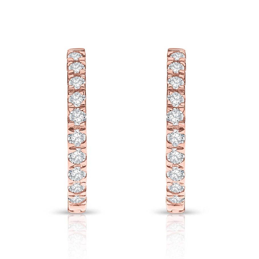 Pendientes Mumit | Pendientes Petite Diamonds Aro 12 Mm En Oro Rosa De 18 Kt