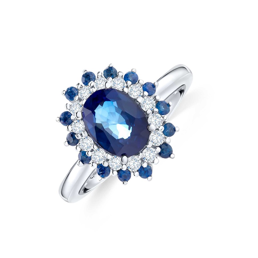 Sortijas Mumit | Sortija Irina Blue De Zafiro Y Diamantes En Oro Blanco De 18 Kt