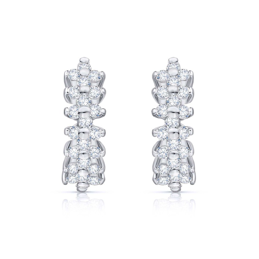 Pendientes Mumit | Pendientes Cross De Diamantes En Oro Blanco De 18 Kt