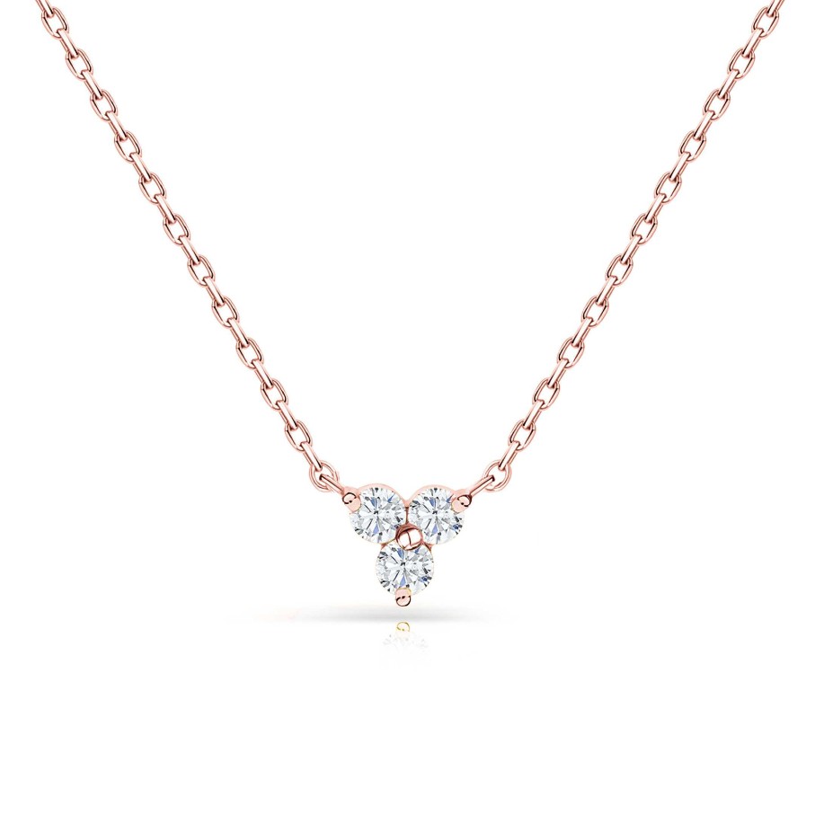 Collares Y Colgantes Mumit | Gargantilla Clover Diamonds Petite En Oro Rosa De 18 Kt