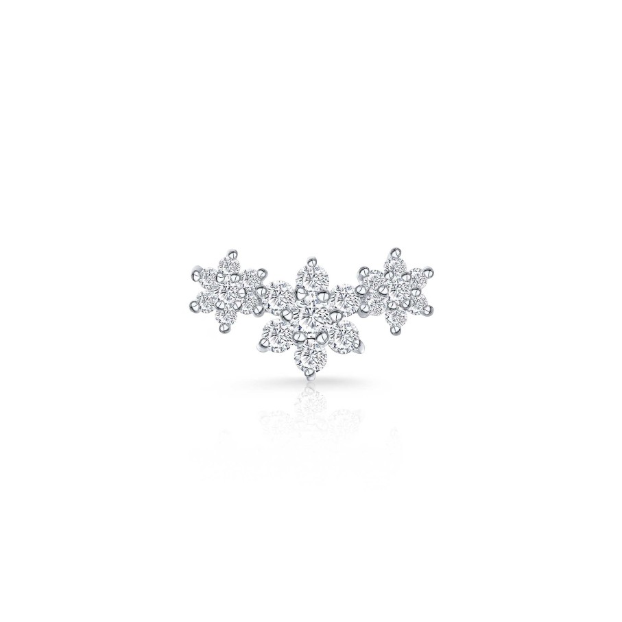 Piercings Mumit | Pendiente Piercing Trepador Rosette Trilogy De Diamantes En Oro Blanco De 18 Kt