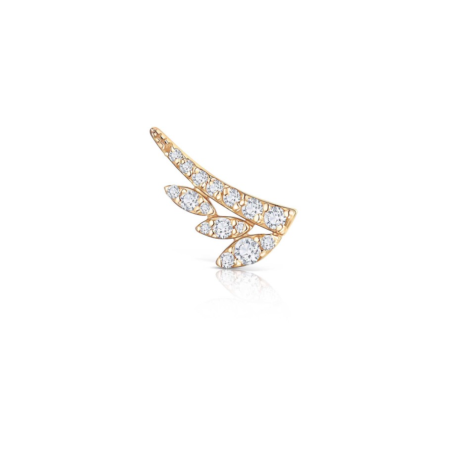 Piercings Mumit | Pendiente Piercing Leaf Diamonds En Oro Amarillo De 18 Kt