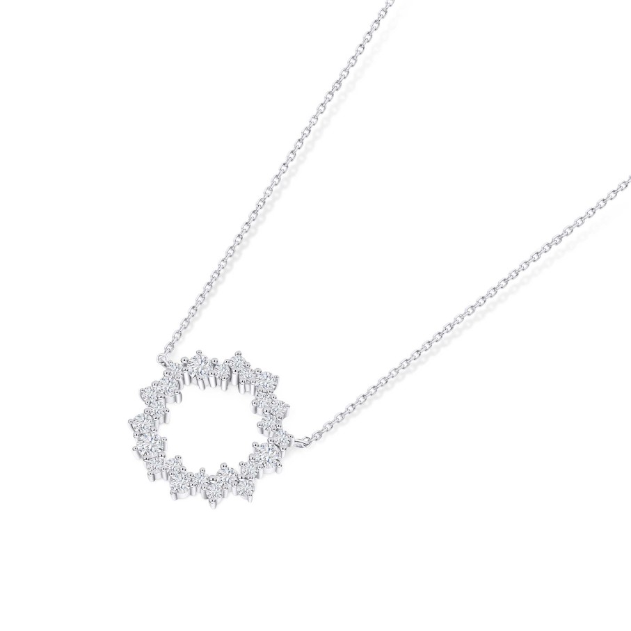 Collares Y Colgantes Mumit | Gargantilla Circular Luz De Luna De Diamantes En Oro Blanco De 18 Kt