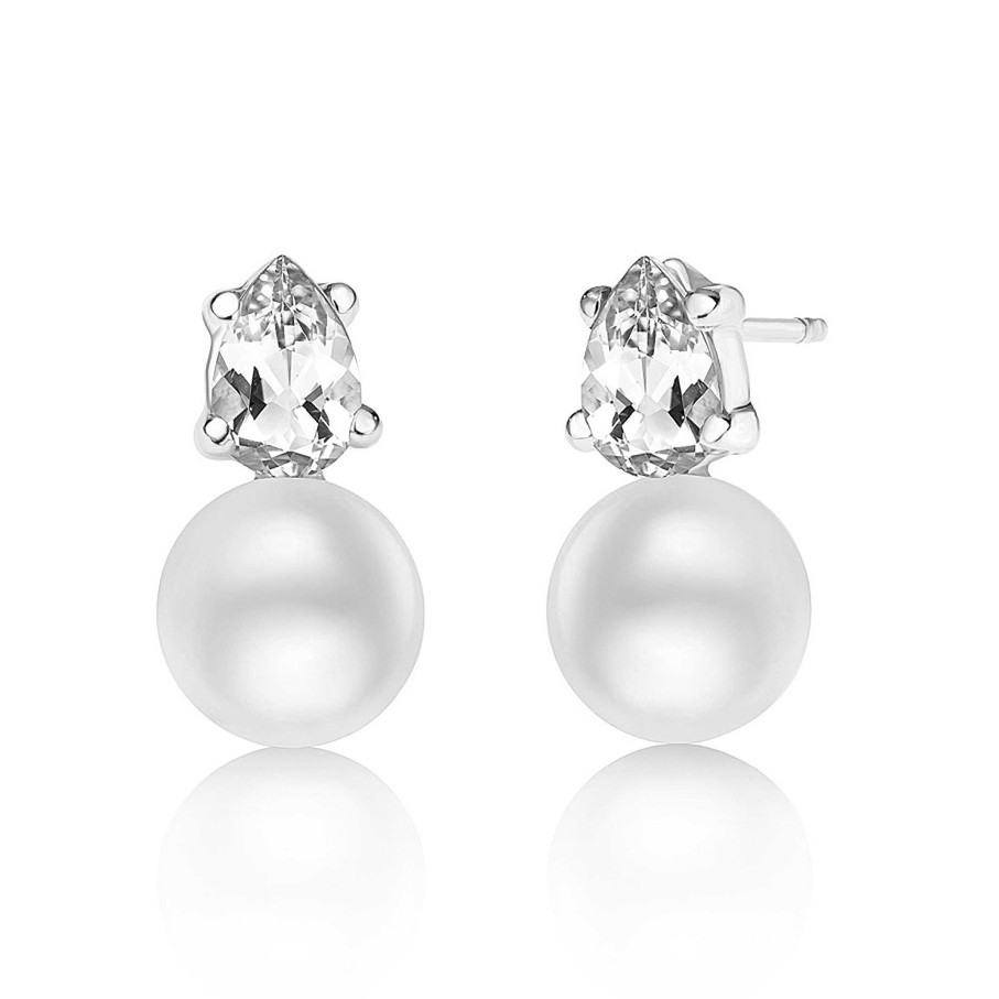 Pendientes Mumit | Pendientes Mabi Blet Blanc De Topacios Blancos En Oro Blanco De 18 Kt