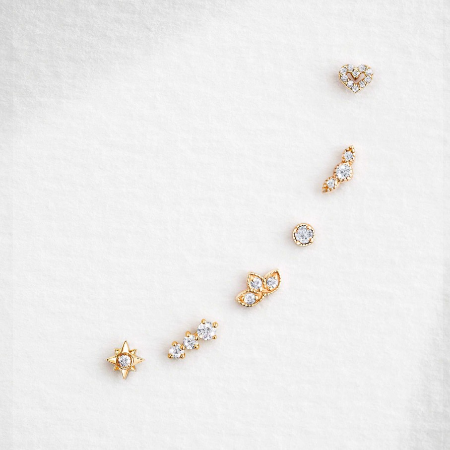 Pendientes Mumit | Pendientes Milgrain Wings De Diamantes En Oro Amarillo De 18 Kt