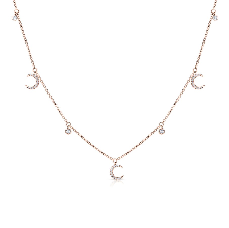 Collares Y Colgantes Mumit | Gargantilla Moon Diamonds En Oro Rosa De 18 Kt