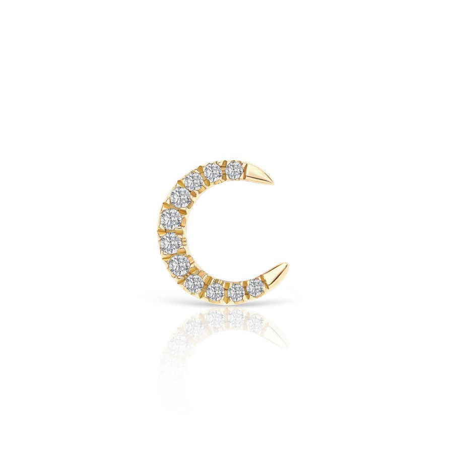 Piercings Mumit | Pendiente Piercing Luna Moon Diamonds En Oro Amarillo De 18 Kt