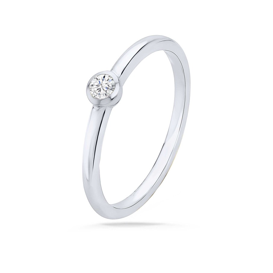 Sortijas Mumit | Solitario Stud Diamante En Oro Blanco De 18 Kt