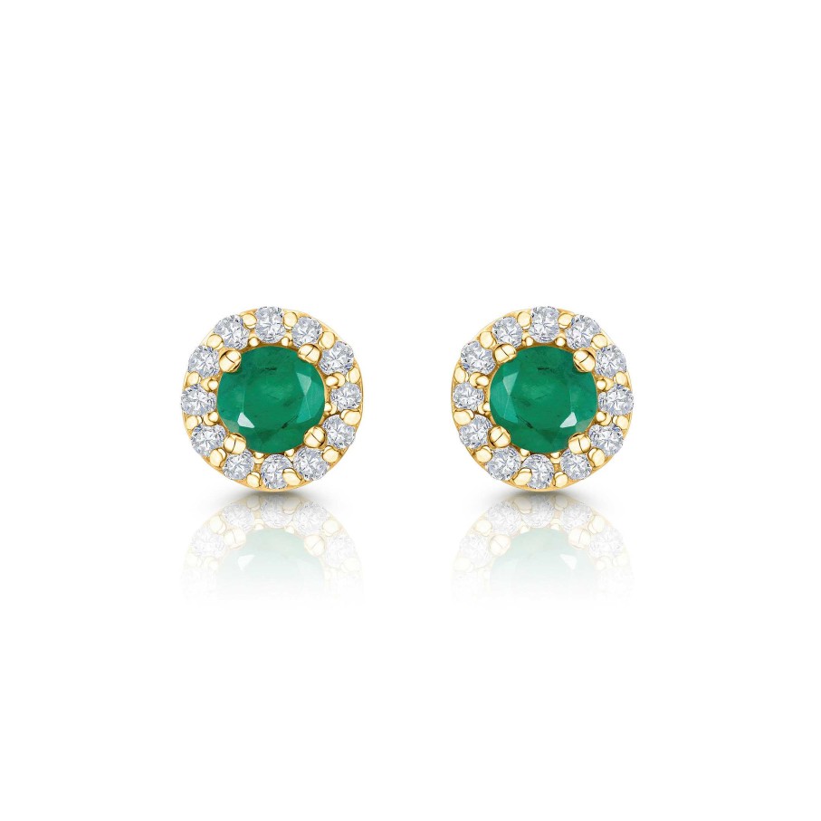 Pendientes Mumit | Pendientes Anette Mini De Esmeralda Y Diamantes En Oro Amarillo De 18 Kt