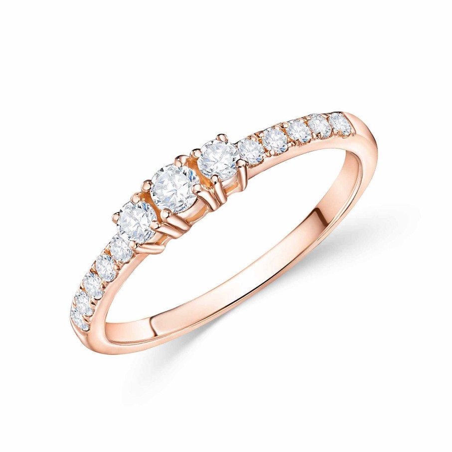 Sortijas Mumit | Sortija Three Diamonds En Oro Rosa De 18 Kt