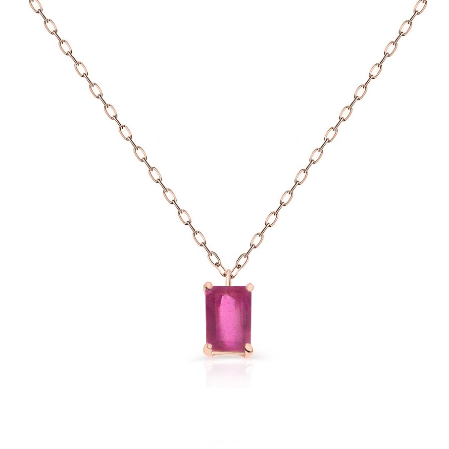 Collares Y Colgantes Mumit | Gargantilla De Rub Baguette En Oro Rosa De 18 Kt