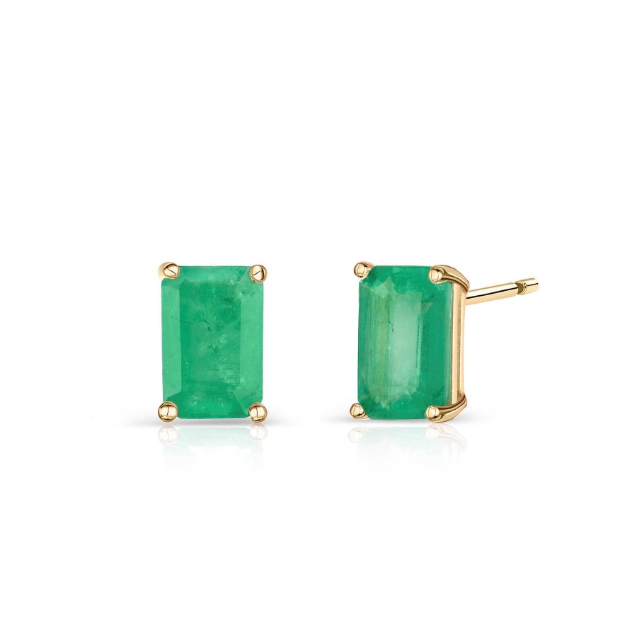 Pendientes Mumit | Pendientes De Esmeralda Baguette En Oro Amarillo De 18 Kt