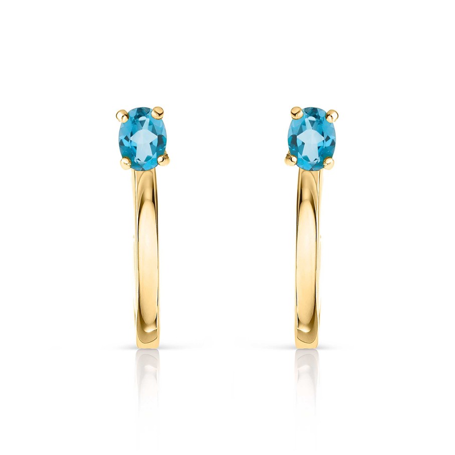 Pendientes Mumit | Pendientes Eternity Colors De Topacio Azul En Oro Amarillo 18 Kt