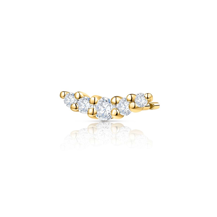 Piercings Mumit | Pendiente Piercing Petite Diamonds Wave En Oro Amarillo De 18 Kt