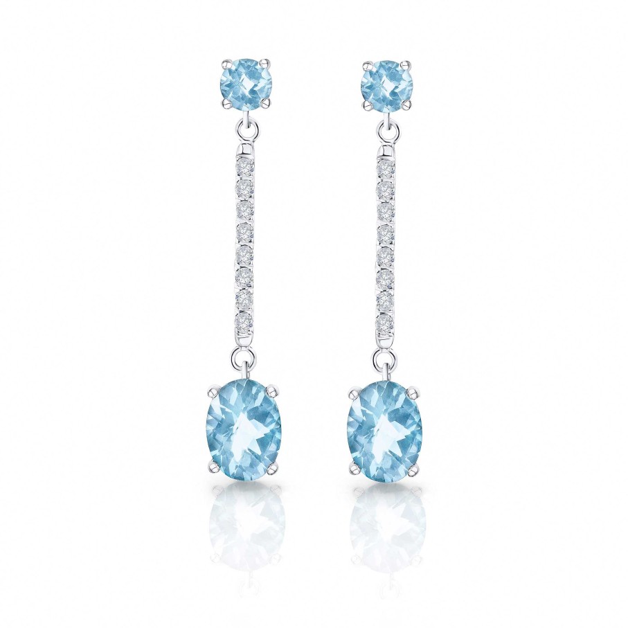 Pendientes Mumit | Pendientes Aqua De Aguamarina Y Diamantes En Oro Blanco De 18 Kt