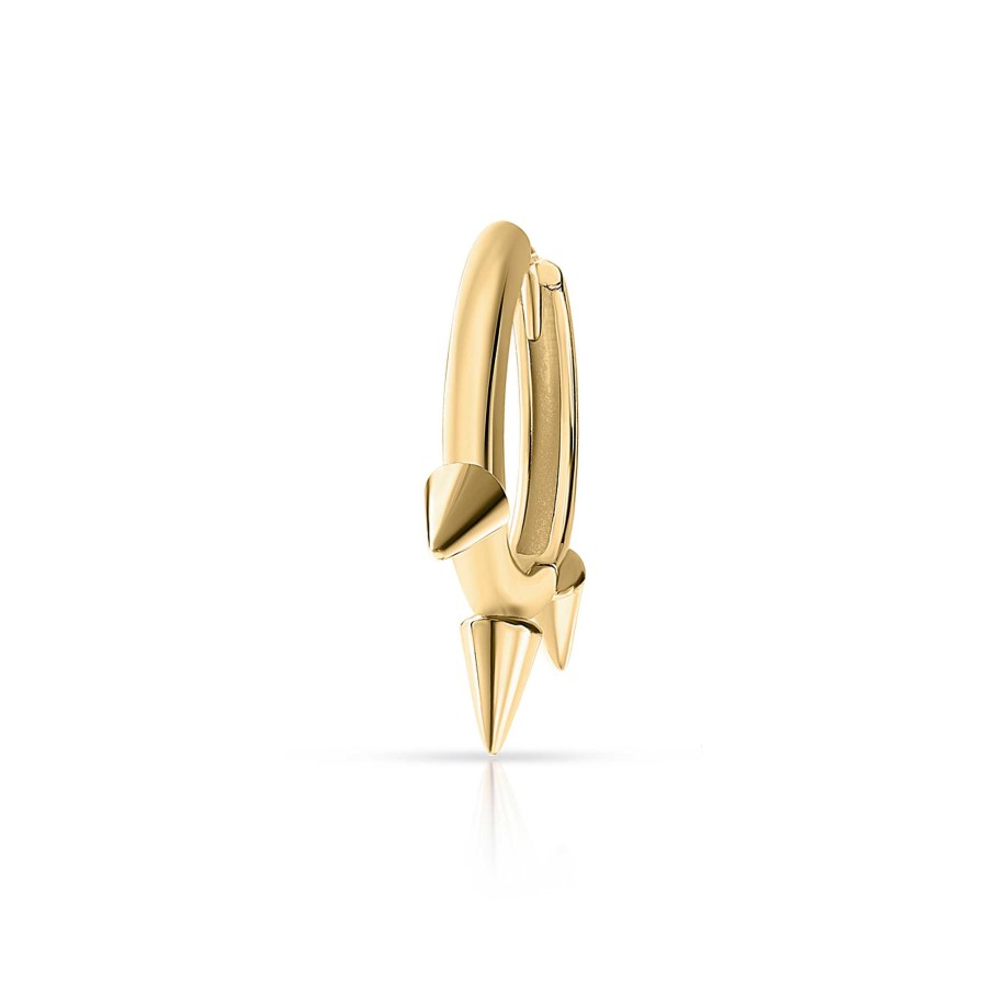 Piercings Mumit | Pendiente Piercing Spikes Tres Pinchos En Oro Amarillo De 18 Kt