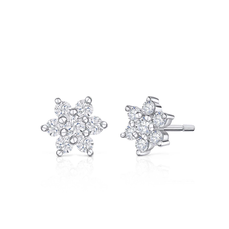 Pendientes Mumit | Pendientes Rosette De Diamantes En Oro Blanco De 18 Kt