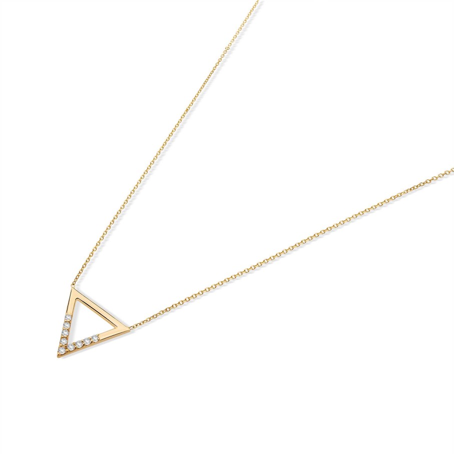 Collares Y Colgantes Mumit | Gargantilla Triangle De Topacios Blancos En Oro Amarillo 18 Kt